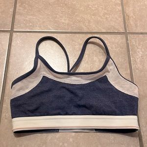 Alternative Apparel sports bra in navy blue and cream size S